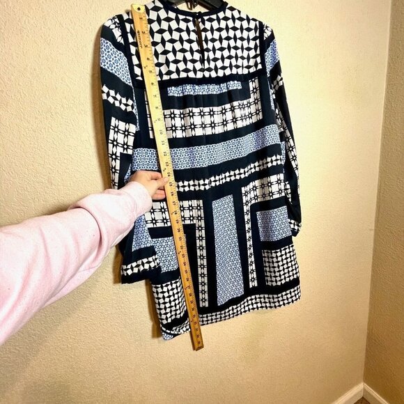 Armani Exchange Mini Dress Womens Size 2 Navy Blue Long Sleeve Geometric - Picture 11 of 12